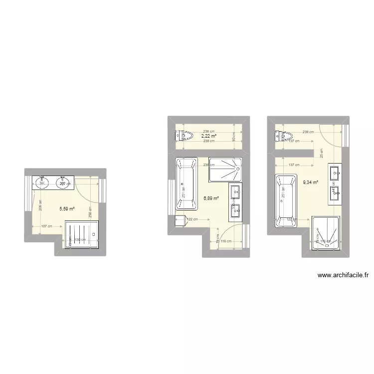 Salle de bain parents. Plan de 