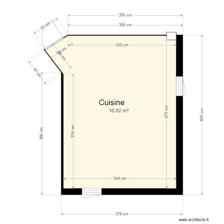 T3 Rte de la Bénite Fontaine N° 533. Plan de 1 pièce et 17 m2