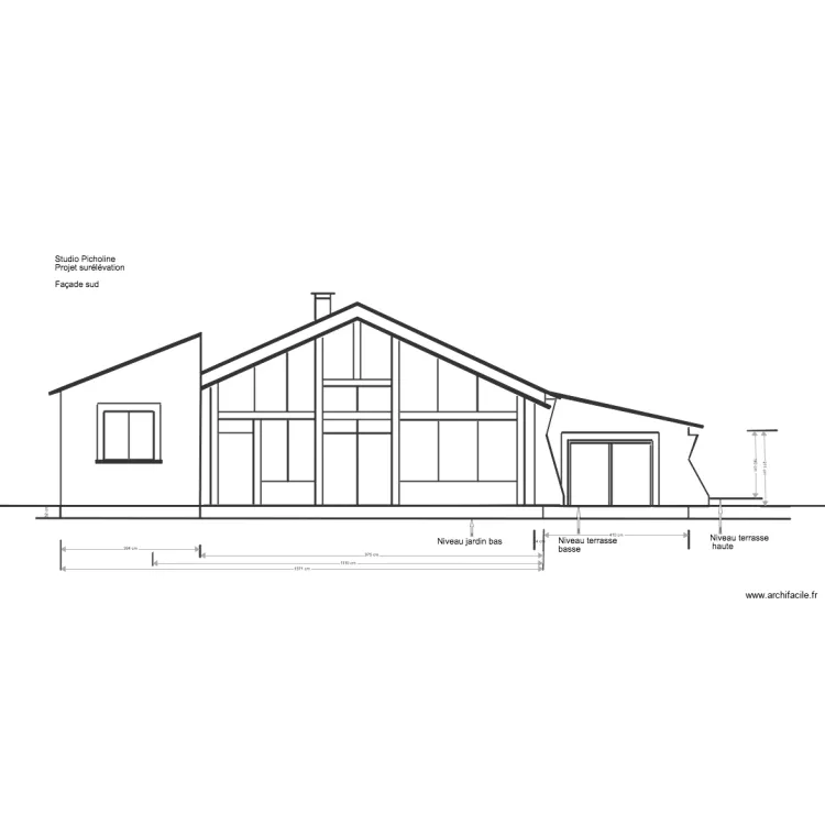Studio Picholine Projet sur&eacute;l&eacute;vation Fa&ccedil;ade Sud 2 EX. Plan de 