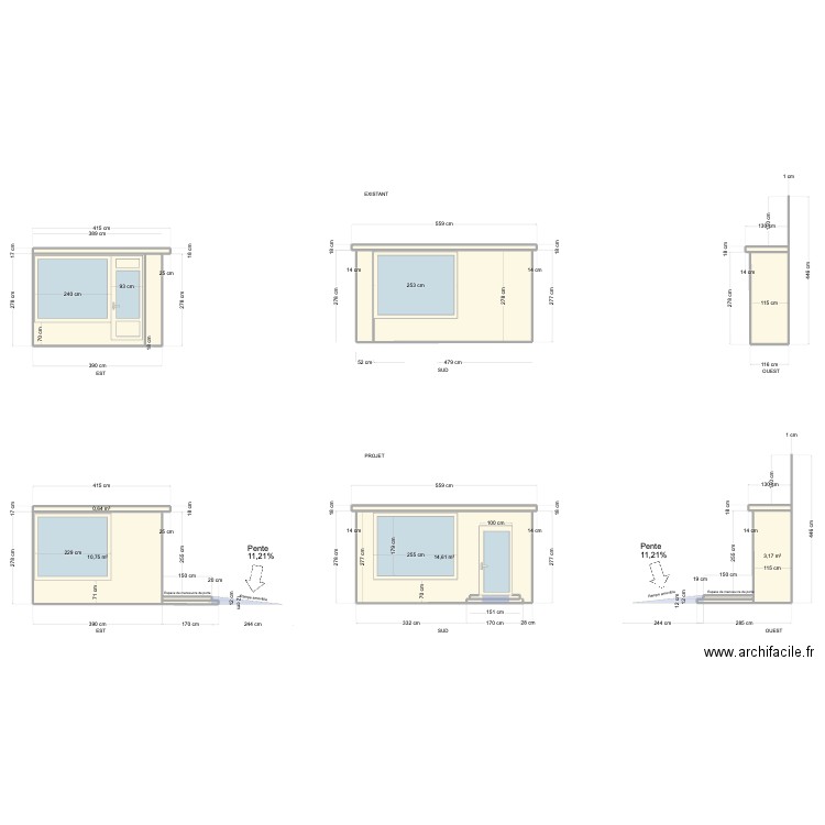 FACADE SALON2. Plan de 18 pièces et 61 m2