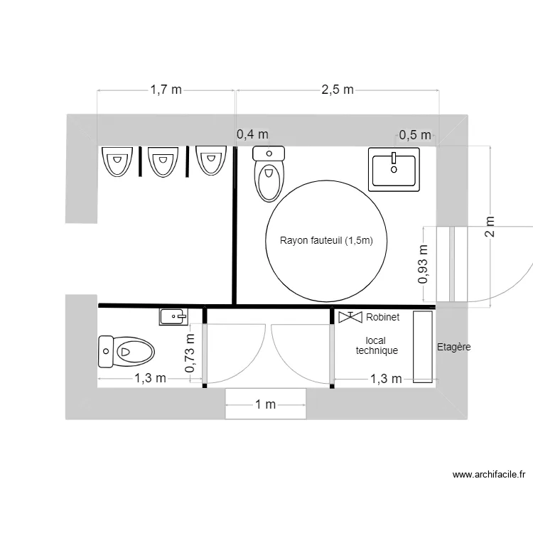 Toilettes publiques place aux Foires. Plan de 