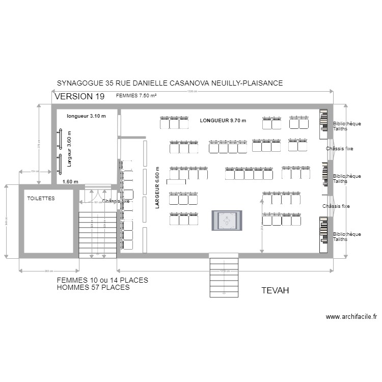 SYNAGOGUE VERSION CARRELAGE. Plan de 3 pièces et 83 m2