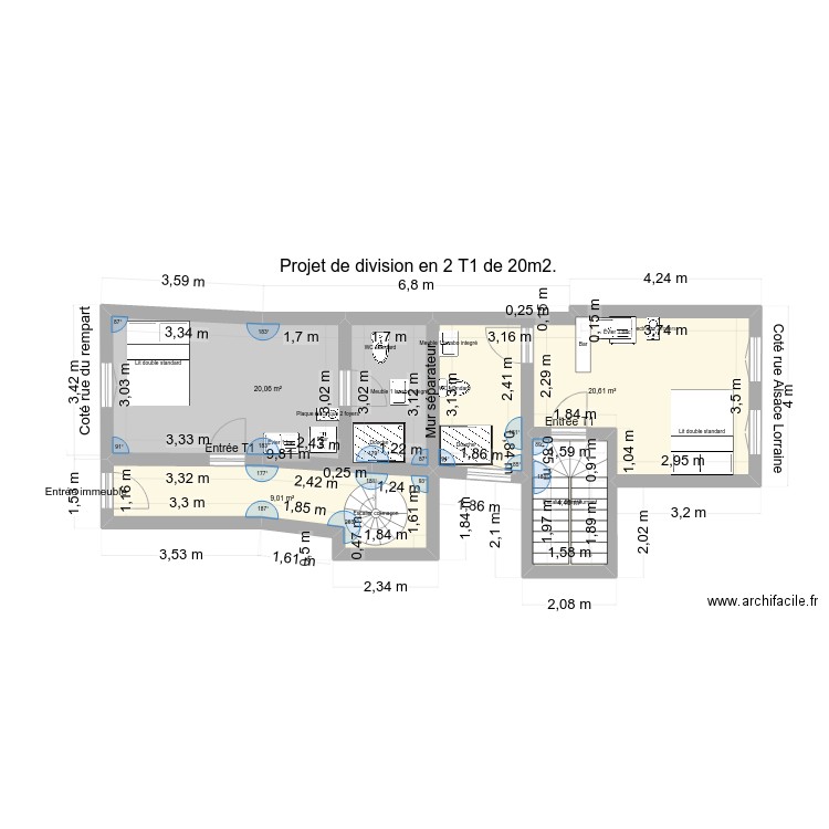 43 Après division. Plan de 0 pièce et 0 m2