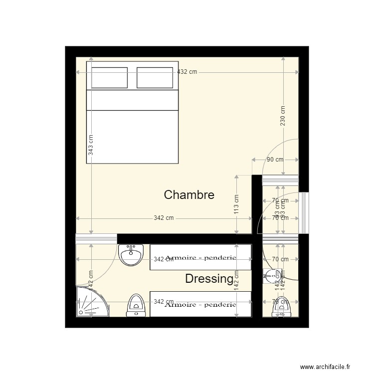 studio aou. Plan de 4 pièces et 20 m2