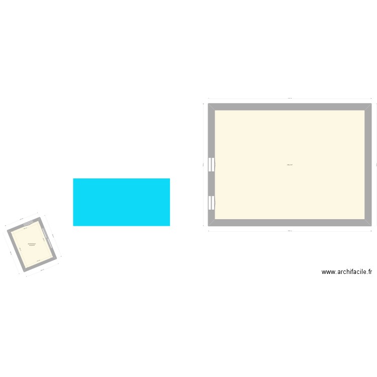 Implantation pool  house . Plan de 2 pièces et 232 m2