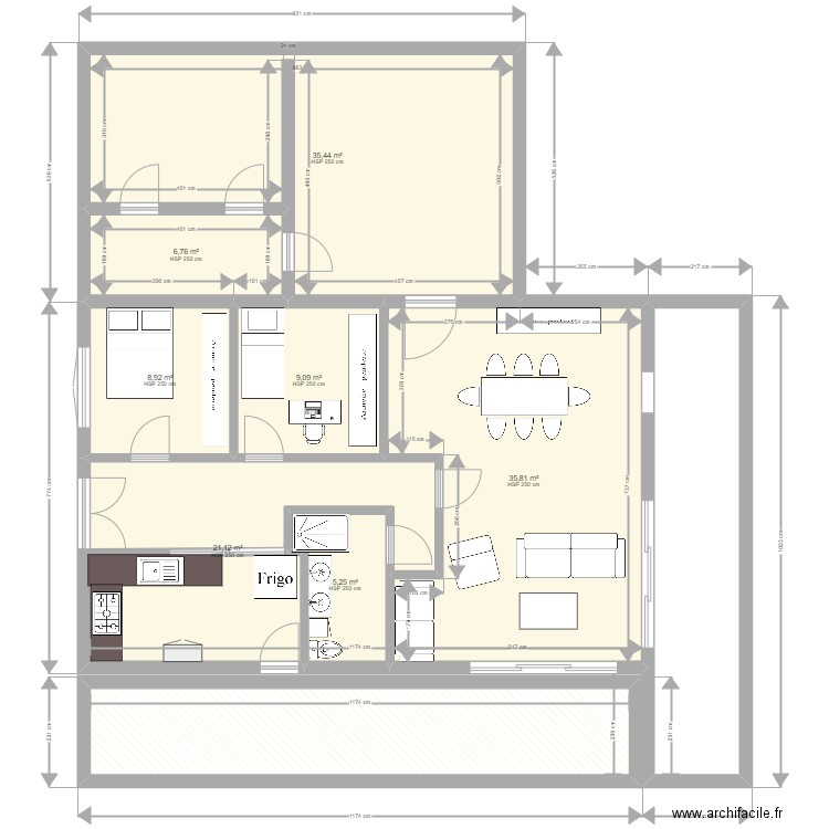 agrandissement hirondelle. Plan de 9 pièces et 160 m2