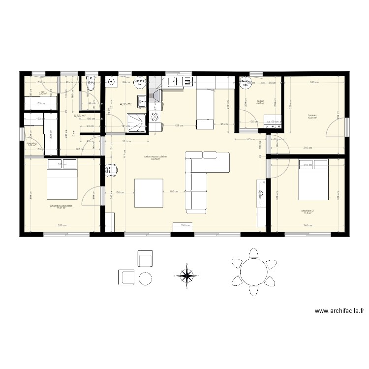 AVION plain pied St Paul m2 3 ch. Plan de 0 pièce et 0 m2