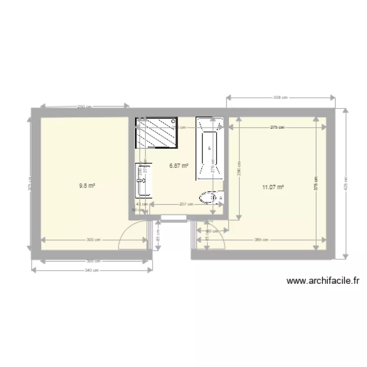 SDB HAUT. Plan de 