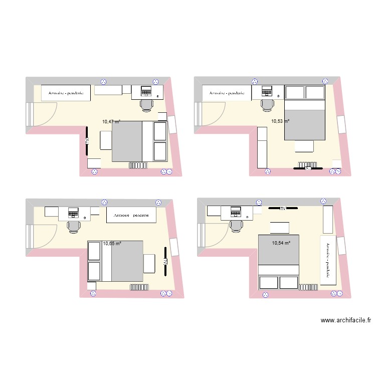 chambre 10m2. Plan de 0 pièce et 0 m2