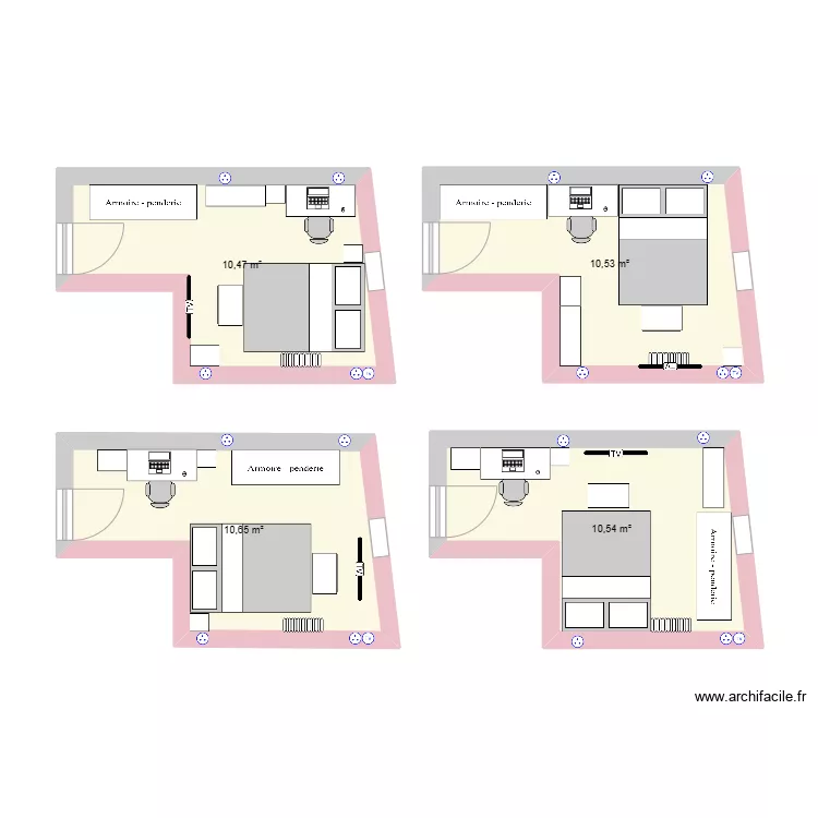 chambre 10m2. Plan de 