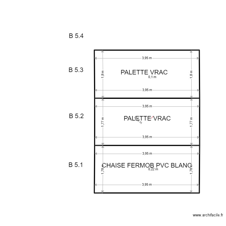 B 5. Plan de 3 pièces et 21 m2