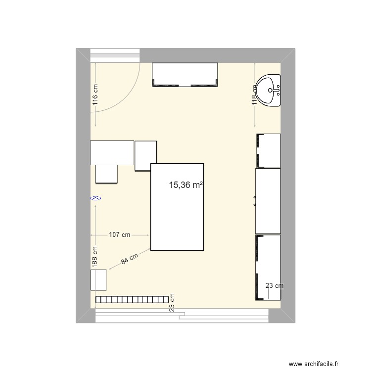 bureau gdc 3. Plan de 1 pièce et 15 m2