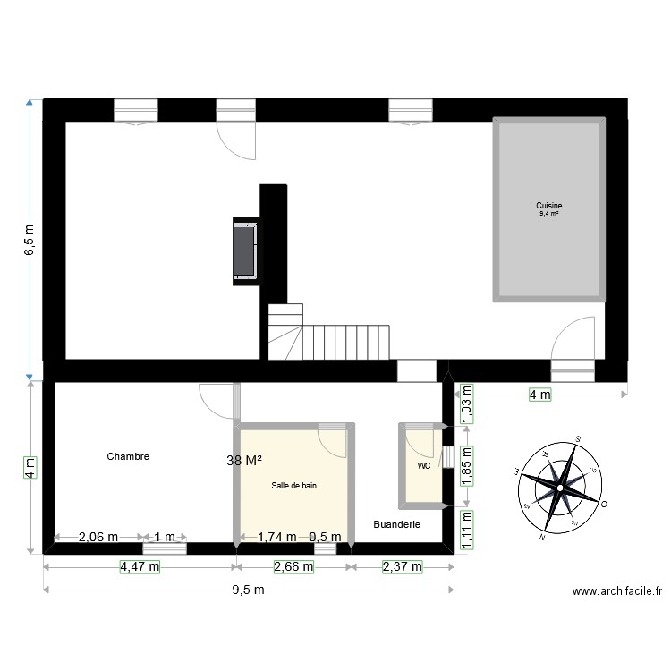  plan maison avec extension 1. Plan de 3 pièces et 18 m2