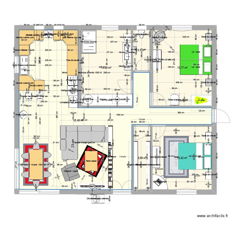 plan rch. Plan de 6 pièces et 104 m2