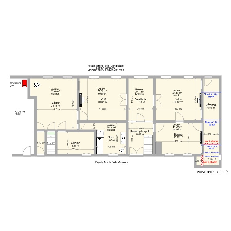 Maison LG modif murs RDC 1. Plan de 0 pièce et 0 m2