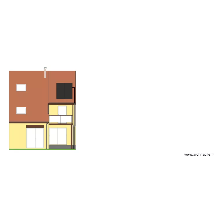 Fa&ccedil;ade ouest apr&egrave;s travaux. Plan de 