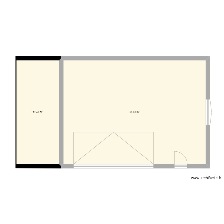 garage 3. Plan de 2 pièces et 75 m2