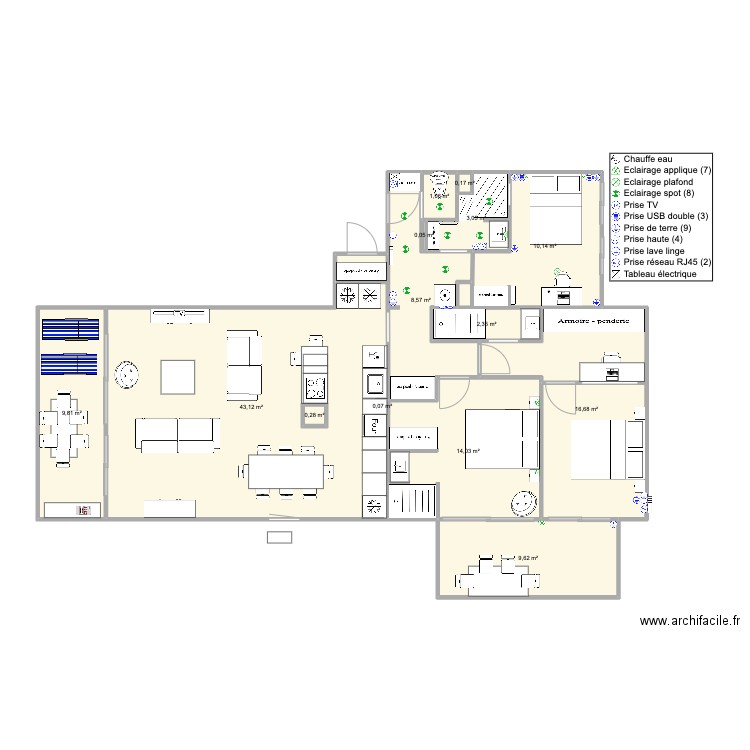 Santa Clara 2 face mer version famille V4. Plan de 0 pièce et 0 m2