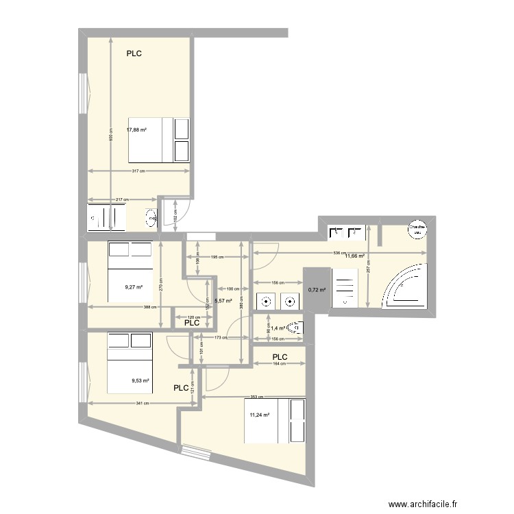 SAINT NAU R+1 A. Plan de 8 pièces et 67 m2