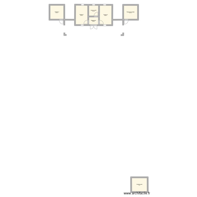 Projet Ntoula . Plan de 7 pièces et 52 m2