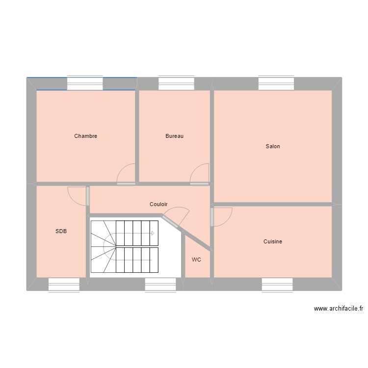 TIPHINE R+1 Projet. Plan de 8 pièces et 54 m2