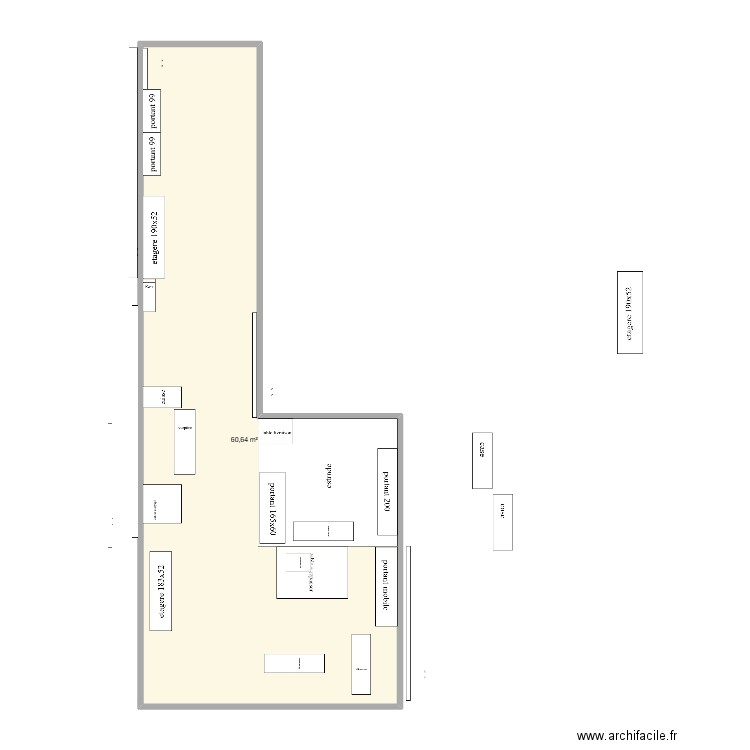 atv. Plan de 1 pièce et 61 m2