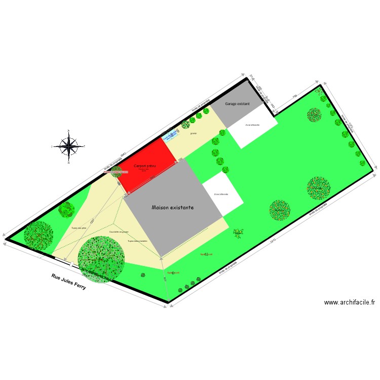 plan de masse. Plan de 4 pièces et 825 m2