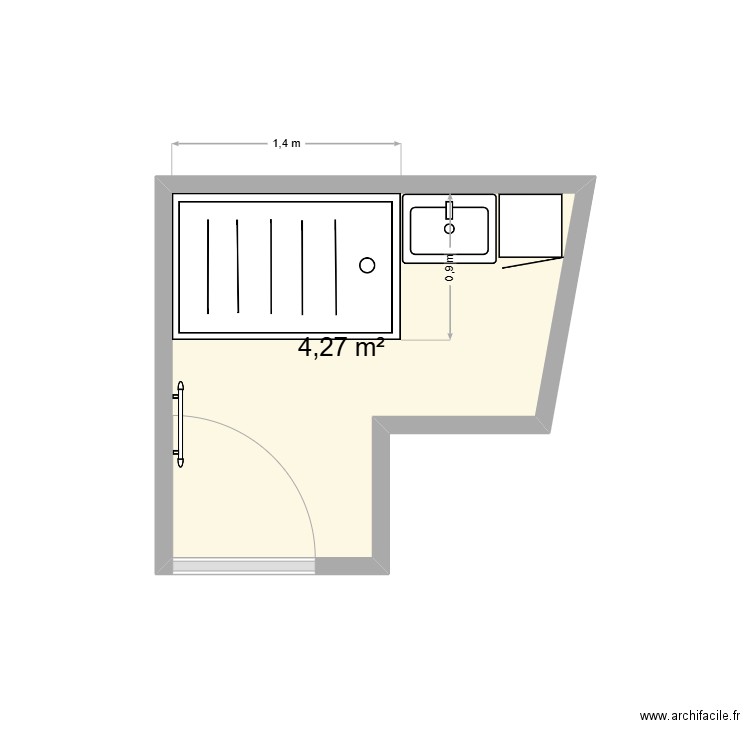 Chantier ROMY SDB. Plan de 1 pièce et 4 m2