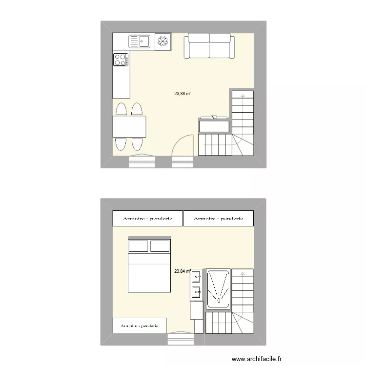 Camille. Plan de 2 et 48 m² Camille. Plan de 2 et 48 m²