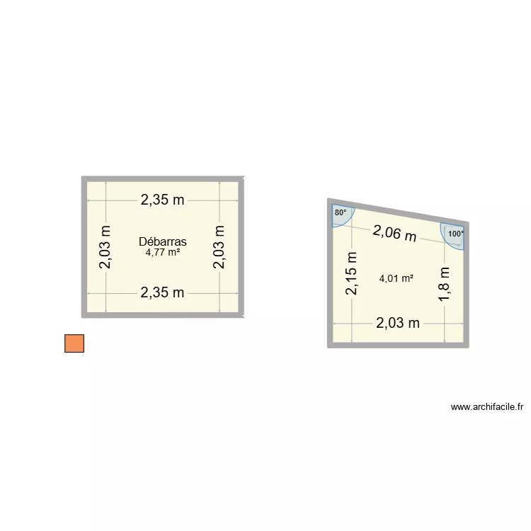 abri jardin. Plan de 2  et 9 m²
