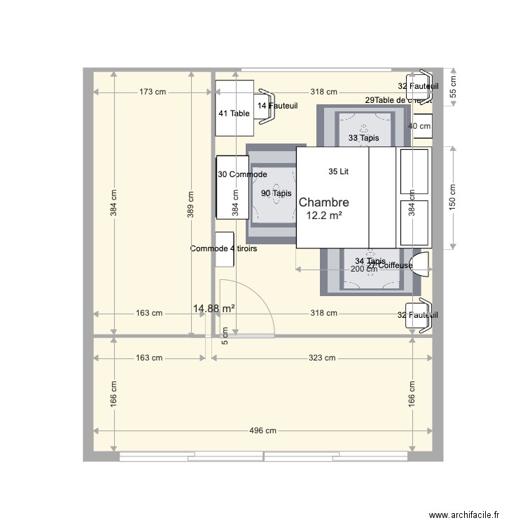 Chambre. Plan de 0 pièce et 0 m2