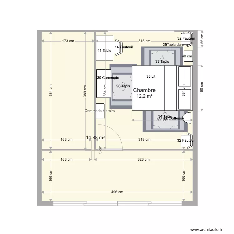 Chambre. Plan de 
