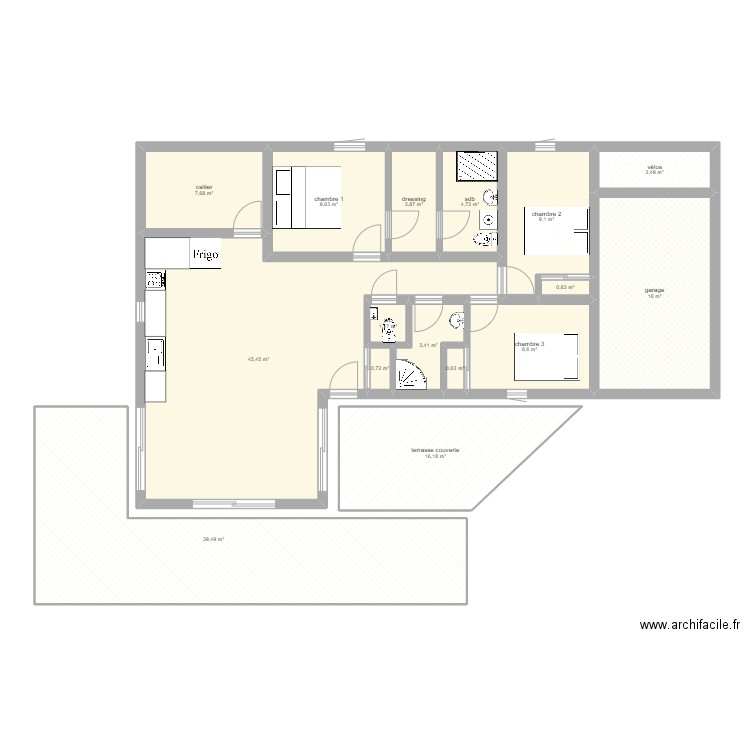 maison 2. Plan de 16 pièces et 173 m2