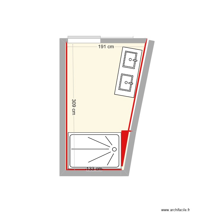 DEZAC. Plan de 2 pièces et 5 m2