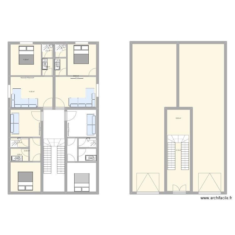 Premier plan. Plan de 10 pièces et 263 m2