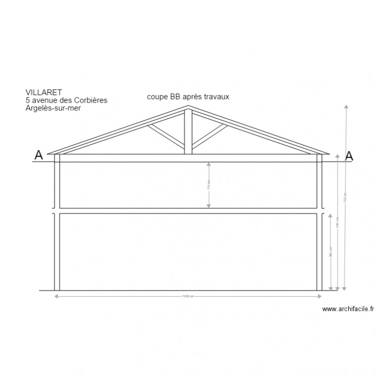 coupe BB après travaux. Plan de 0 pièce et 0 m2