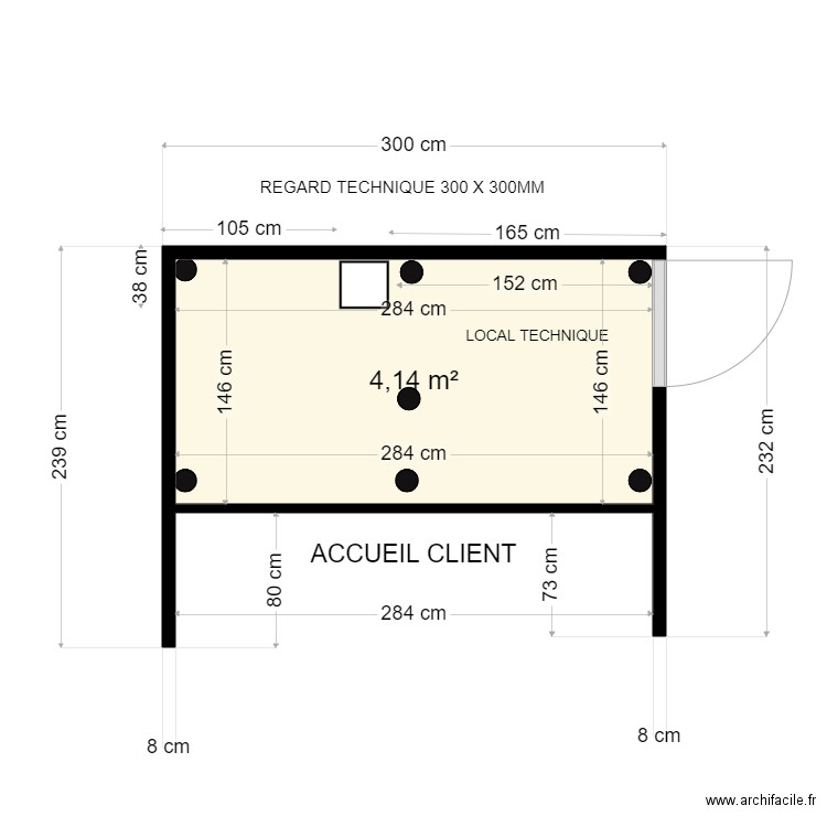 SCHEMA IMPLANTATION KIOSQUE M2 bis. Plan de 1 pièce et 4 m2