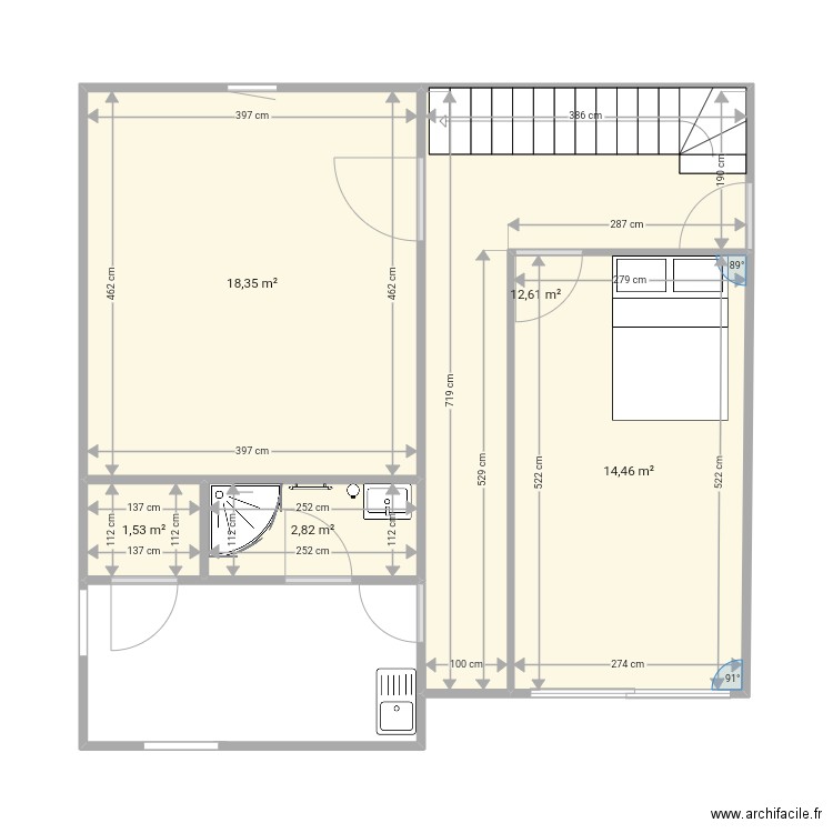 Maison 2022 travaux 2. Plan de 5 pièces et 50 m2