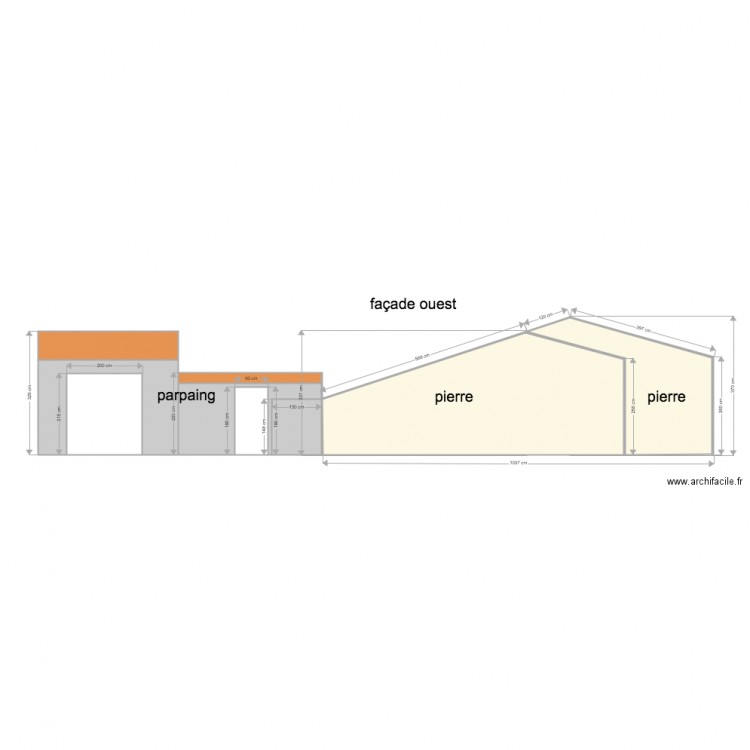 plan initial façade ouest. Plan de 0 pièce et 0 m2