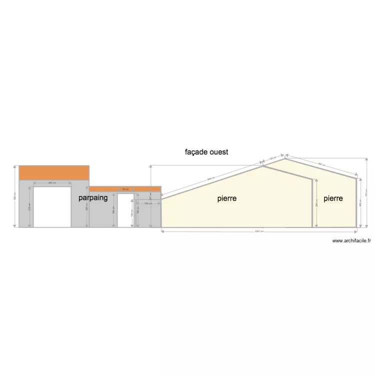 plan initial fa&ccedil;ade ouest. Plan de 