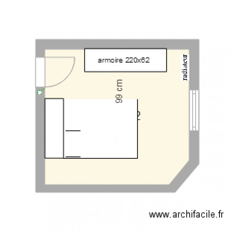 chambre 1 lit 160 x 200 avec armoire. Plan de 0 pièce et 0 m2