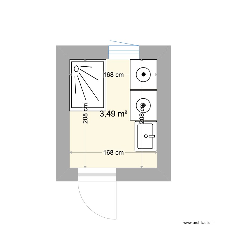 BELLONI. Plan de 1 pièce et 3 m2