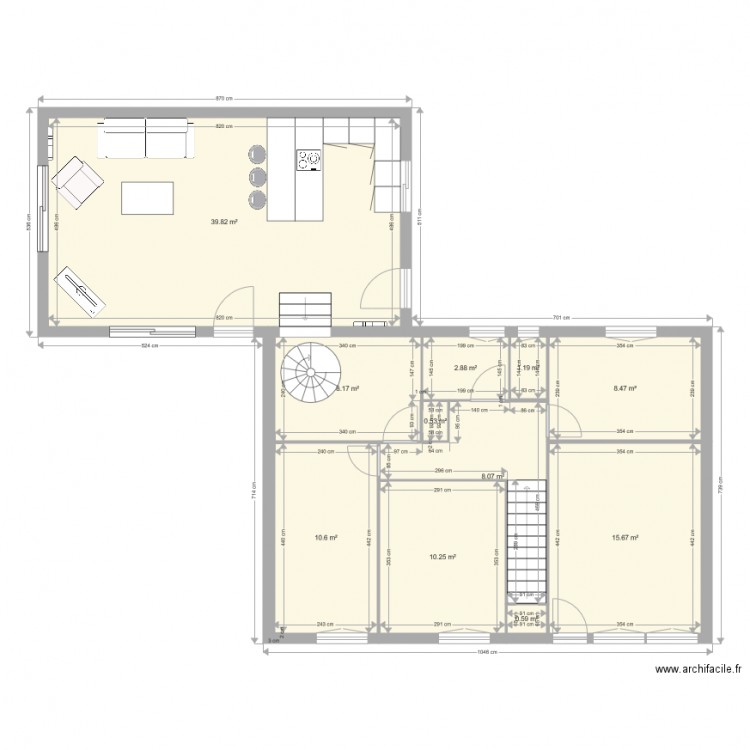 extension. Plan de 0 pièce et 0 m2