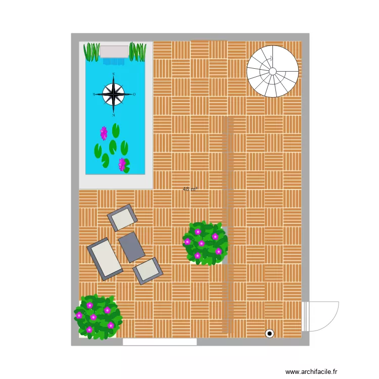 cour int&eacute;rieure. Plan de 