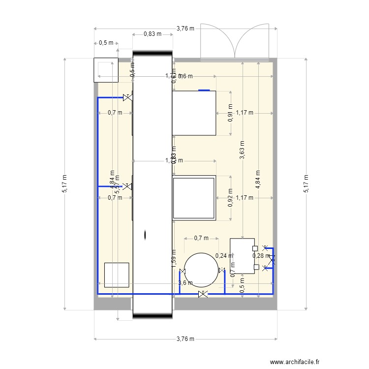 Mecelec New local version4. Plan de 1 pièce et 17 m2