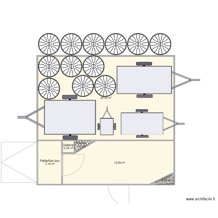 Caisse Paddock Pinsaguel 9. Plan de 6 pièces et 53 m2