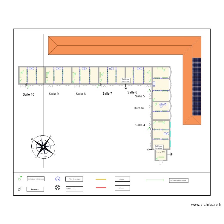 classe 10-9-8-7-6-5-Bureau-4.. Plan de 7 pièces et 19 m2