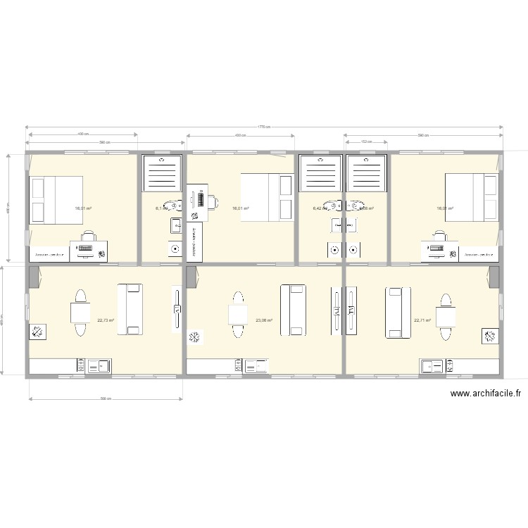 Projet location saisonnière haumi v2. Plan de 9 pièces et 135 m2