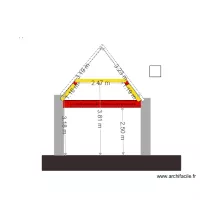 plan coupe au niveau sortie vers jardin option 2 plafond rehauss&eacute; 