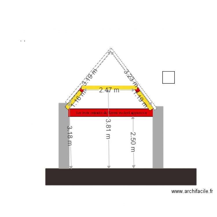 plan coupe au niveau sortie vers jardin option 2 plafond rehaussé . Plan de 0 pièce et 0 m2